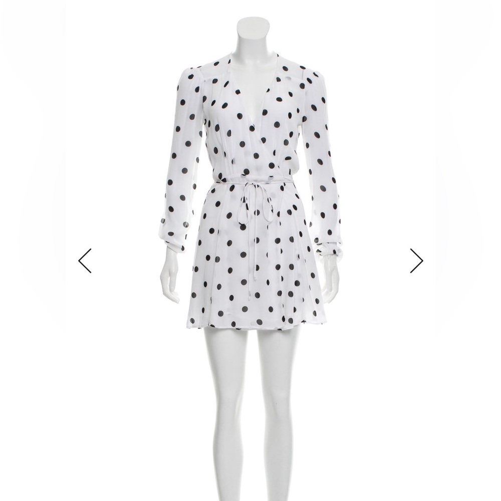 Reformation Polka Dot printed Wrap White Dress XS
